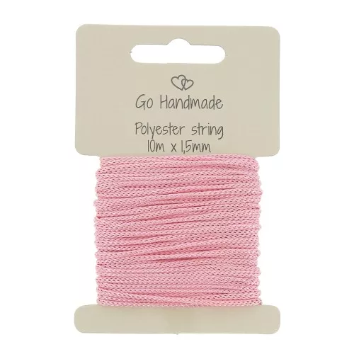 Cordone in poliestere 1.5 mm per attacco-ciuccio - Rosa x10 m