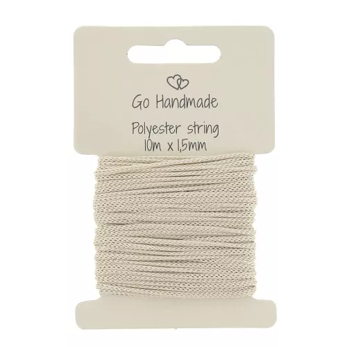 Cordone in poliestere 1.5 mm per attacco-ciuccio - Beige x10 m