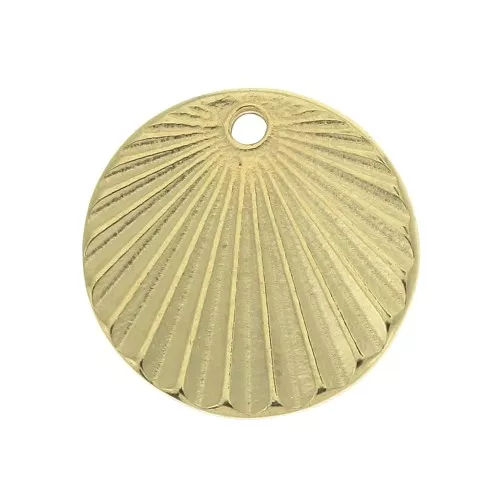 Ciondolo rotondo effetto pieghe 16 mm - Dorato con oro finox1
