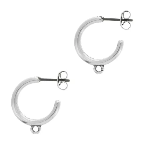 Orecchini 1 anellino da decorare in zamac 19 mm - placcatura argento fino anticato x2