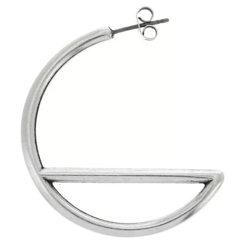 Orecchini forma geometrica in zamac da decorare 40 mm - placcatura argento fino anticato x2