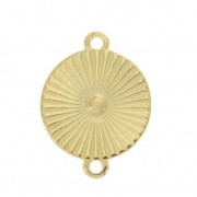 Distanziatore rotondo con  cuore in resina epossidica 21x15.8 mm Dorato con oro fino/nero x1