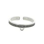 Anello regolabile 1 anellino - etnico - placcatura argento fino anticato x1|raw }}