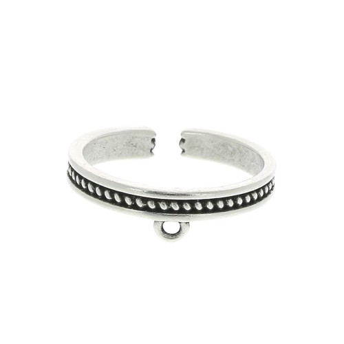 Anello regolabile 1 anellino - etnico - placcatura argento fino anticato x1