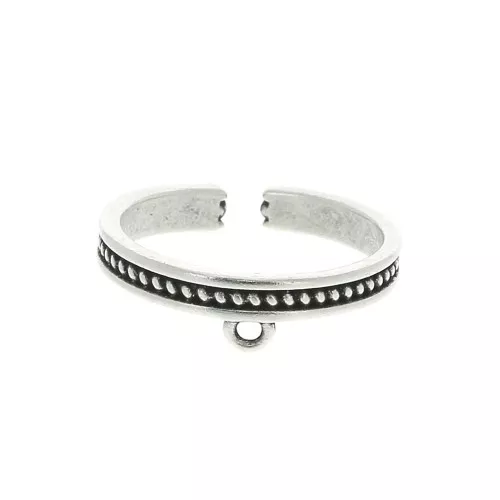 Anello regolabile 1 anellino - etnico - placcatura argento fino anticato x1