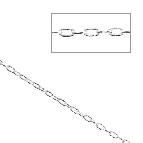 Catena sottile maglia forzatina ovale allungata 1 mm argentata x1m