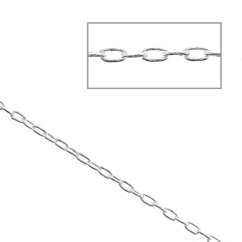 Catena sottile maglia forzatina ovale allungata 1 mm argentata x1m