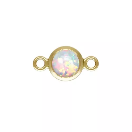 Distanziatore rotondo 4,6 mm Imitazione Opale Bianca - Gold filled x1