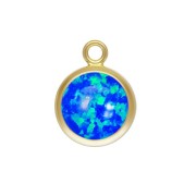 Pendente rotondo 8.6x6.5 mm Imitaz. Blue Opal / Gold filled  x1|raw }}