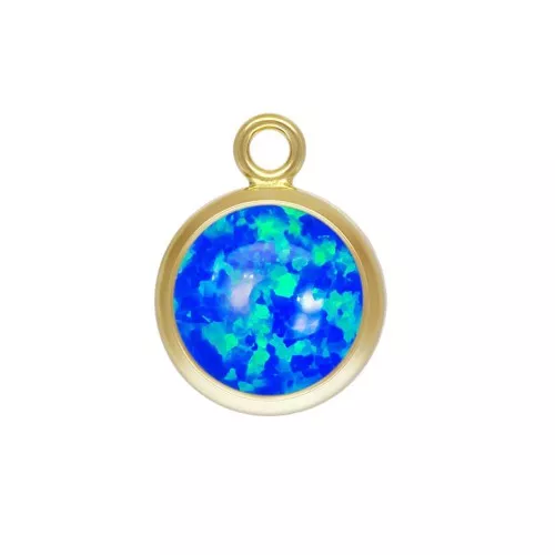 Pendente rotondo 8.6x6.5 mm Imitaz. Blue Opal / Gold filled x1