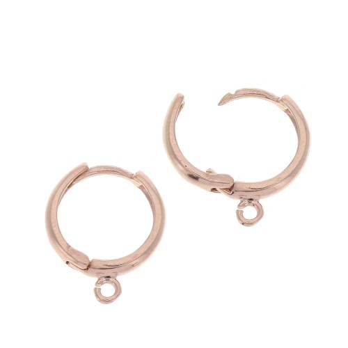 Monachelle a clip con anellino aperto 17 mm - Argento 925 Oro rosa x2