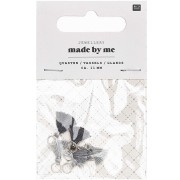 Pompons in cotone 11 mm con anello aperto - Grigio/Scuro/Chiaro/Argentato x6