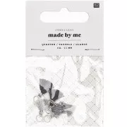 Pompons in cotone 11 mm con anello aperto - Grigio/Scuro/Chiaro/Argentato x6