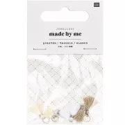 Pompons in cotone 11 mm con anello aperto Beige / Bianco / Ecru / Argentato x6