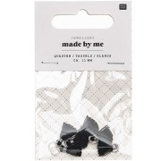 Pompons in cotone 11 mm con anello aperto - Nero / Argentato x6