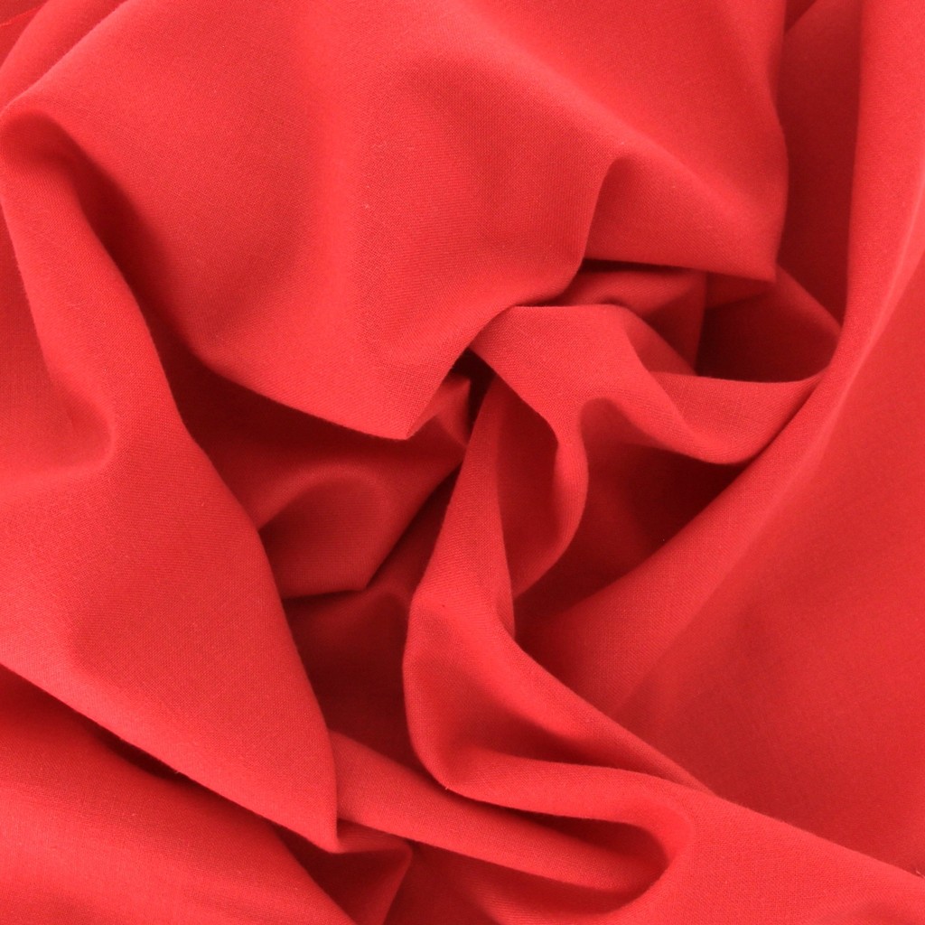 Tessuto di cotone Frou-Frou - Tinta Unita - Rosso vivo x20cm - Perles & Co