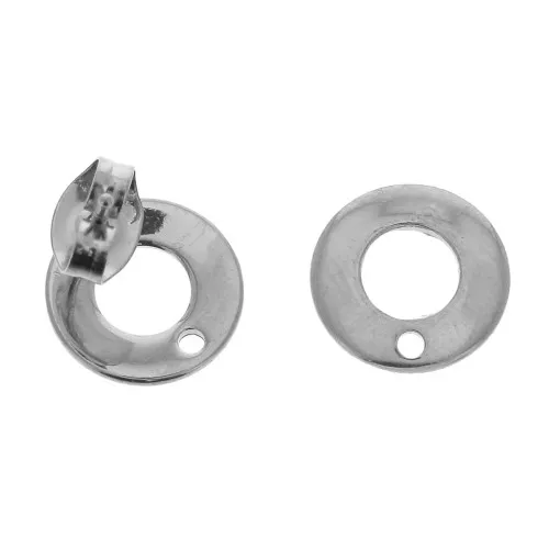 Orecchini a cerchio 10 mm con 1 foro in acciaio inox 304 x2