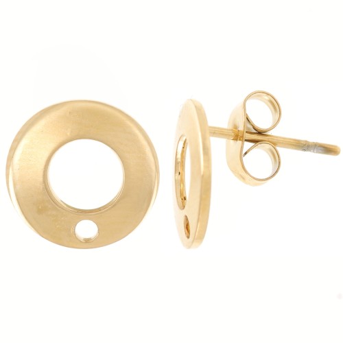 Orecchini a cerchio 10.5 mm con 1 foro in acciaio inox Dorato 304L x2