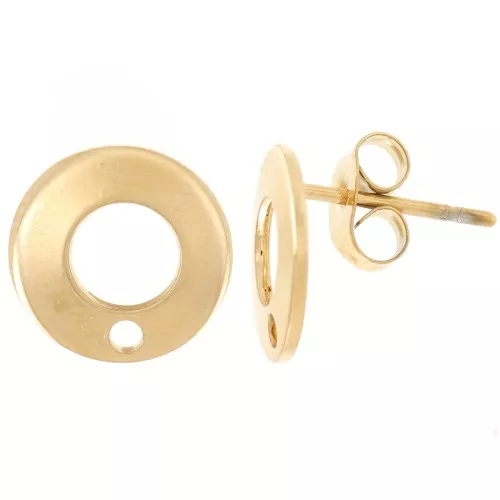 Orecchini a cerchio 10.5 mm con 1 foro in acciaio inox Dorato 304L x2