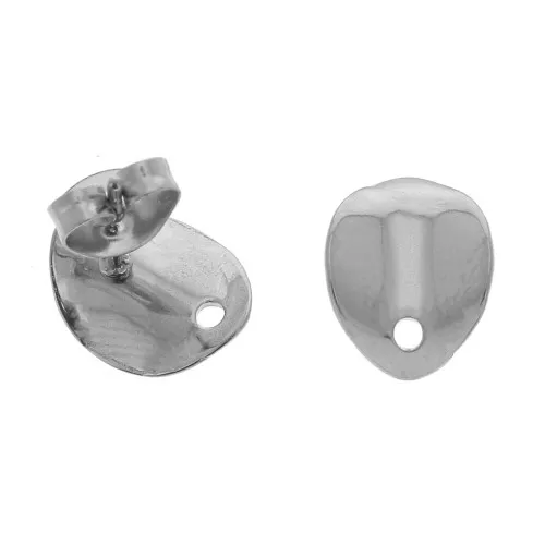 Orecchini design ovale 11x8.6 mm con 1 foro in acciaio inox 304 x2