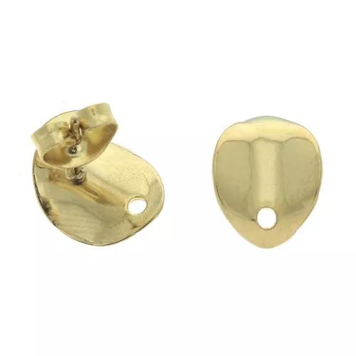 Orecchini design ovale 11x8.6 mm con 1 foro in acciaio inox 304 Dorato x2