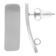 Orecchini perno rettangolari 21,5x6,5 mm - anello aperto - Acciaio inossidabile 304L x2