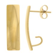 Orecchini rettangolari 21x6 mm con un gancio aperto in acciaio inox dorato 304L x2|raw }}