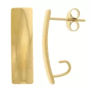 Orecchini rettangolari 21x6 mm con un gancio aperto in acciaio inox dorato 304L x2