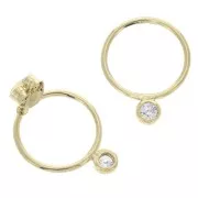 Orecchini cerchio con Ossido di zirconio - 15 mm - placcato Oro 3 microns x2
