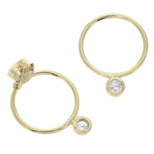Orecchini cerchio con Ossido di zirconio - 15 mm - placcato Oro 3 microns x2