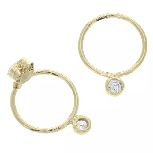 Orecchini cerchio con Ossido di zirconio - 15 mm - placcato Oro 3 microns x2