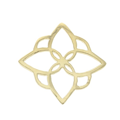 Pendente/connettore arabeggiante - forma fiore 16 mm - Placcato oro 3 microns x1