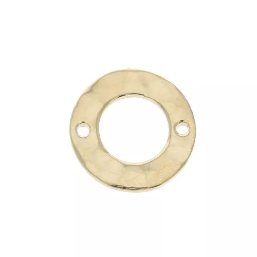 Connettore rotondo martellato 2 fori 15 mm - Placcato oro3 microns x1