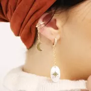 Pendente ovale madreperla 20x12 mm con stella del Nord Placcato oro 3 microns x1