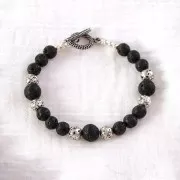 Pietre di lava 8 mm - finitura Argento antico x10