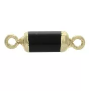 Connettore esagono 2 anellini pietra sintetica Black Onyx 21x6mm Dorato x1
