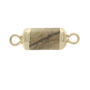 Connettore esagono 2 anellini pietra sintetica Jaspe Paysage 21x6mm Dorato|raw }}
