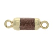 Connettore esagono 2 anellini pietra sintetica Gold Stone 21x6mm Dorato x1|raw }}
