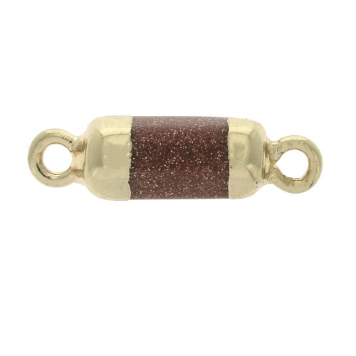 Connettore esagono 2 anellini pietra sintetica Gold Stone 21x6mm Dorato x1