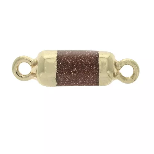 Connettore esagono 2 anellini pietra sintetica Gold Stone 21x6mm Dorato x1