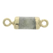 Connettore esagono 2 anellini pietra sintetica Labradorite 21x6 mm Dorato x1|raw }}