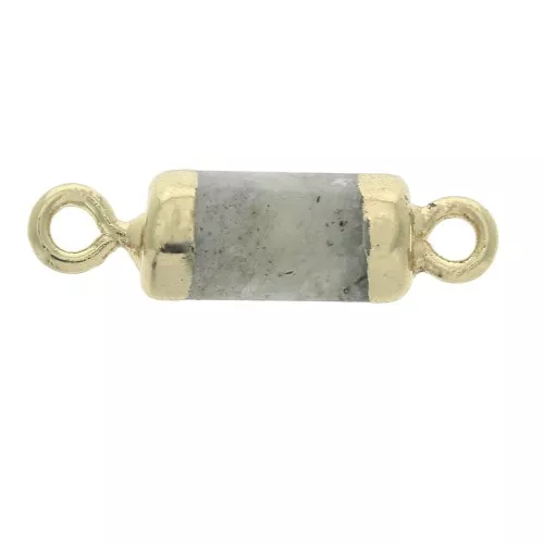 Connettore esagono 2 anellini pietra sintetica Labradorite 21x6 mm Dorato x1