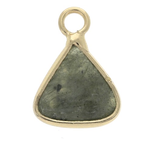 Pendente triangolo con pietra sintetica Labradorite 16x12.5 mm Dorato x1