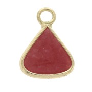 Pendente triangolo con pietra sintetica Giada rossa 16x12.5mm Dorato x1|raw }}
