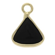 Pendente triangolo con pietra sintetica Black Onyx 16x12.5 mm Dorato x1|raw }}