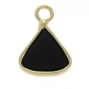 Pendente triangolo con pietra sintetica Black Onyx 16x12.5 mm Dorato x1