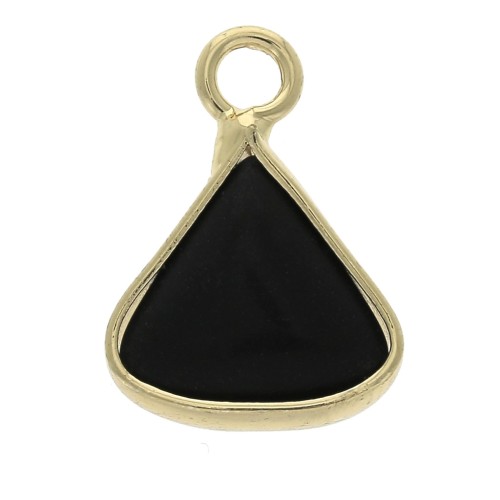 Pendente triangolo con pietra sintetica Black Onyx 16x12.5 mm Dorato x1