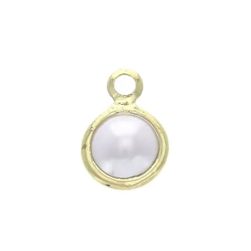 Ciondolo con imitazione perla 6.5 mm Bianco / Dorato x1