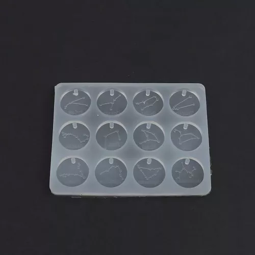 Moule silicone pour pendentifs - Constellation 12 signes du zodiaque 115x88 mm x1