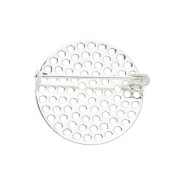 Supporto di spilla rotondo 25.5 mm da decorare - Placcatura argento fino x1